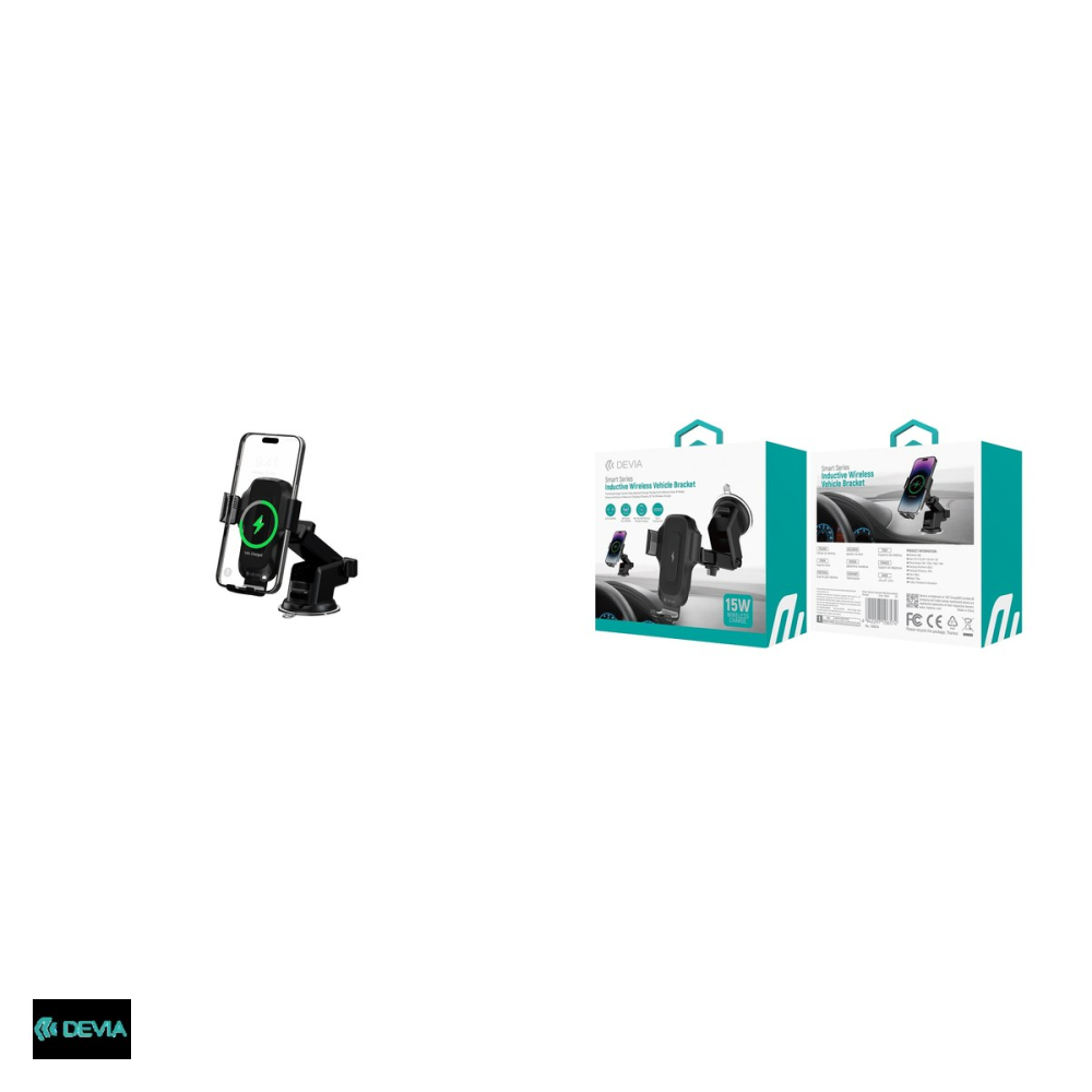 Suport auto Devia EA497, cu ventuza, incarcare wireless 15 W, negru [5]