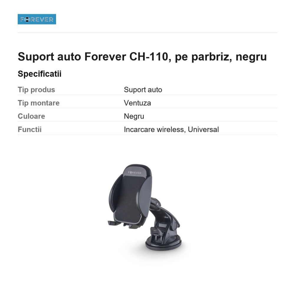 Suport auto Forever CH-110, pe parbriz, negru [3]