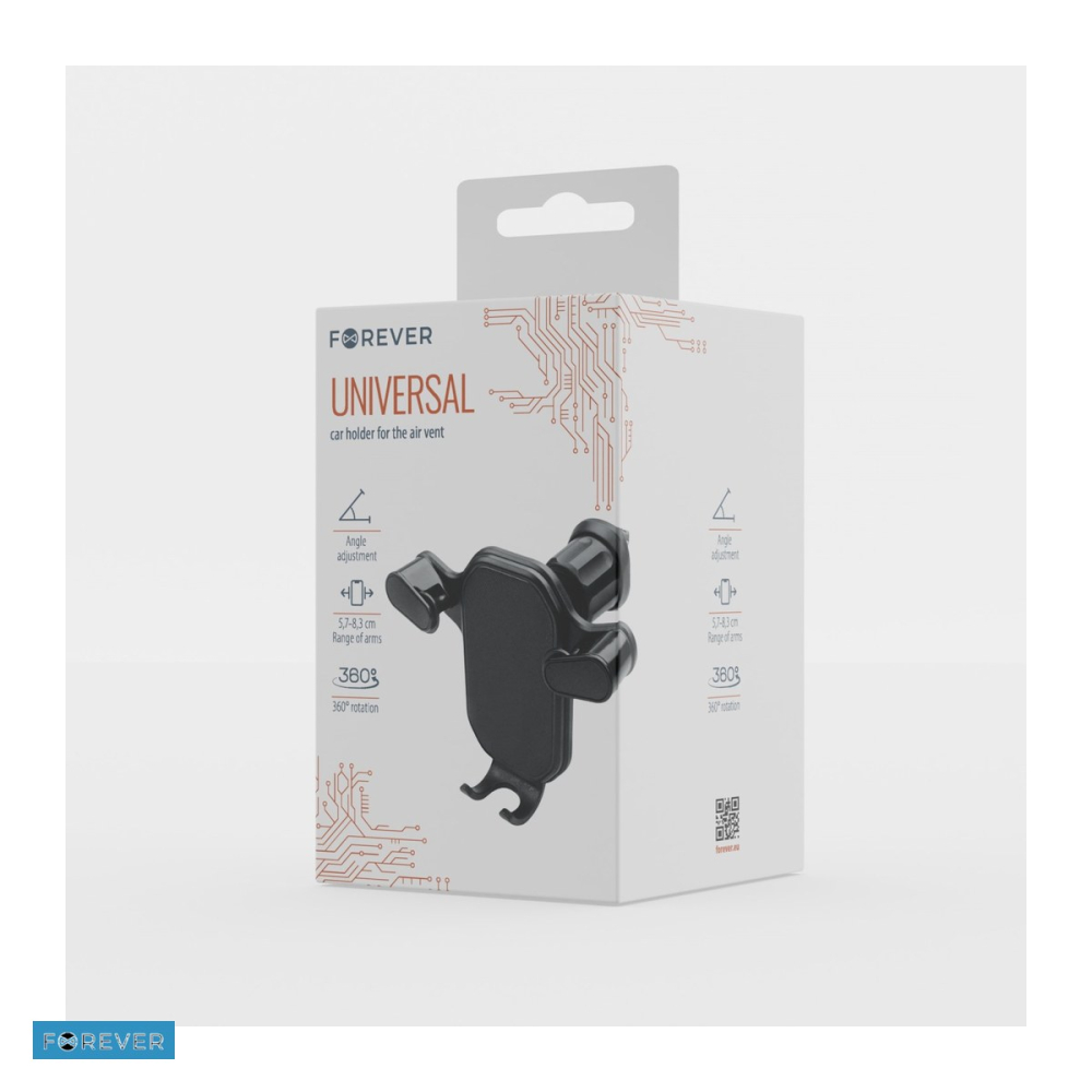 Suport auto Forever G-18, prindere in grila de ventilatie, gravitational, negru [5]