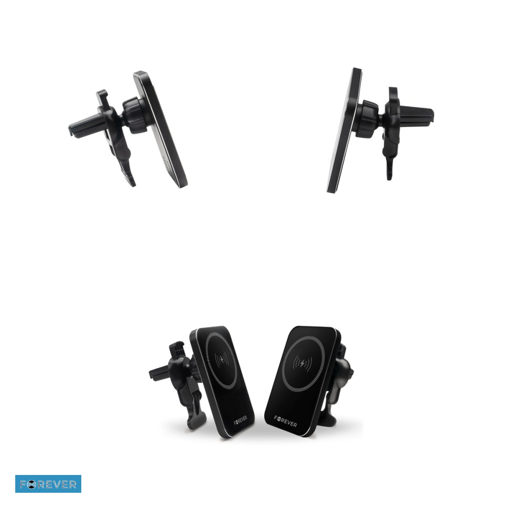 Suport auto Forever MACH-100, prindere in grila de ventilatie, incarcare wireless 15 W, magnetic, negru [4]