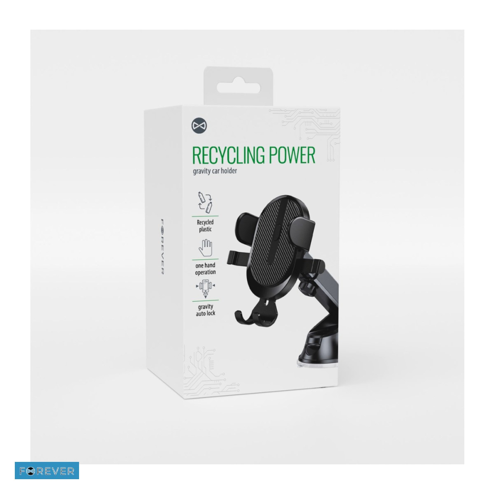 Suport auto Forever Recycling RUS36-G-S, pe parbriz, gravitational, negru [4]
