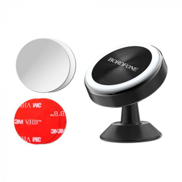 Suport auto magnetic, pentru smartphone, Borofone BH5 Platinum, cu prindere pe bord, negru [3]