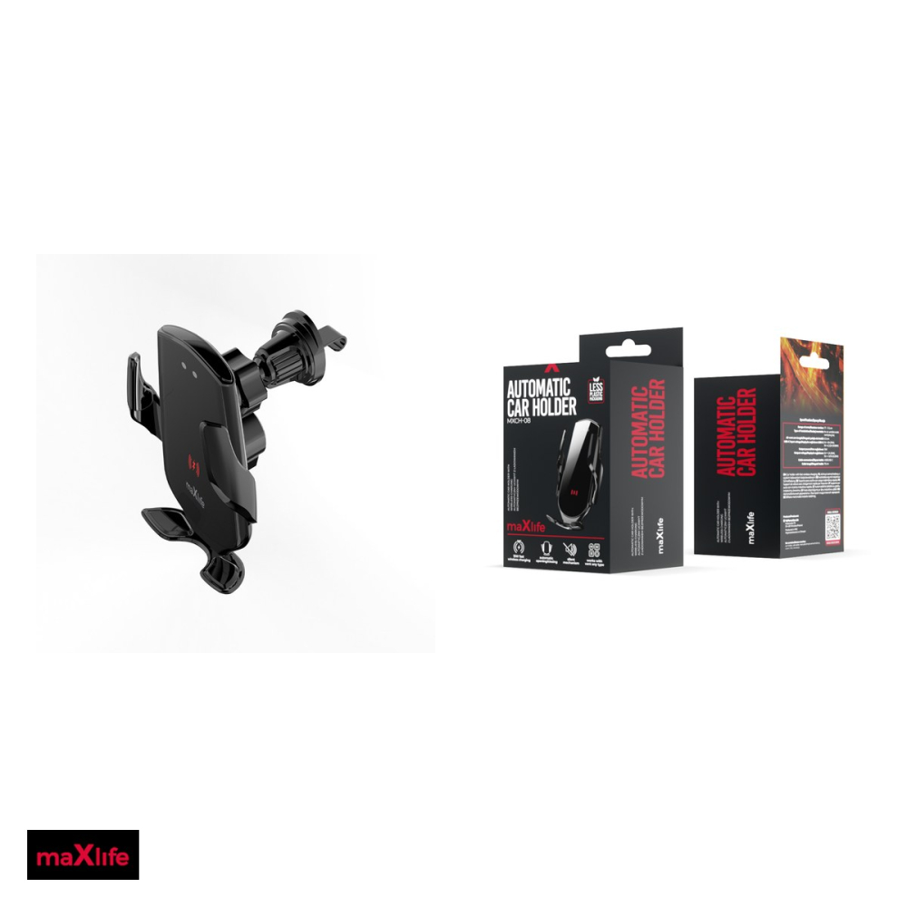 Suport auto Maxlife MXCH-08, prindere in grila de ventilatie, incarcare wireless 15 W, inchidere automata, negru [5]