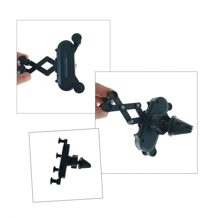 Suport auto pentru smartphone, cu brate ajustabile, Esperanza Force 95881, cu prindere la grila de ventilatie, negru [5]