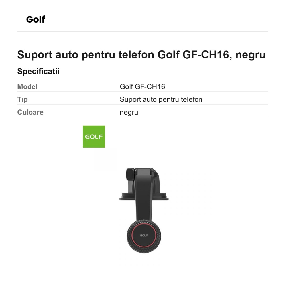 Suport auto pentru telefon Golf GF-CH16, negru [3]