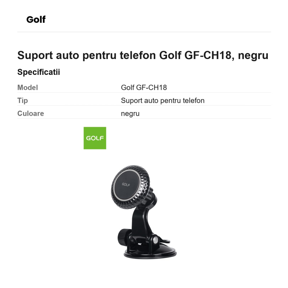 Suport auto pentru telefon Golf GF-CH18, negru [3]