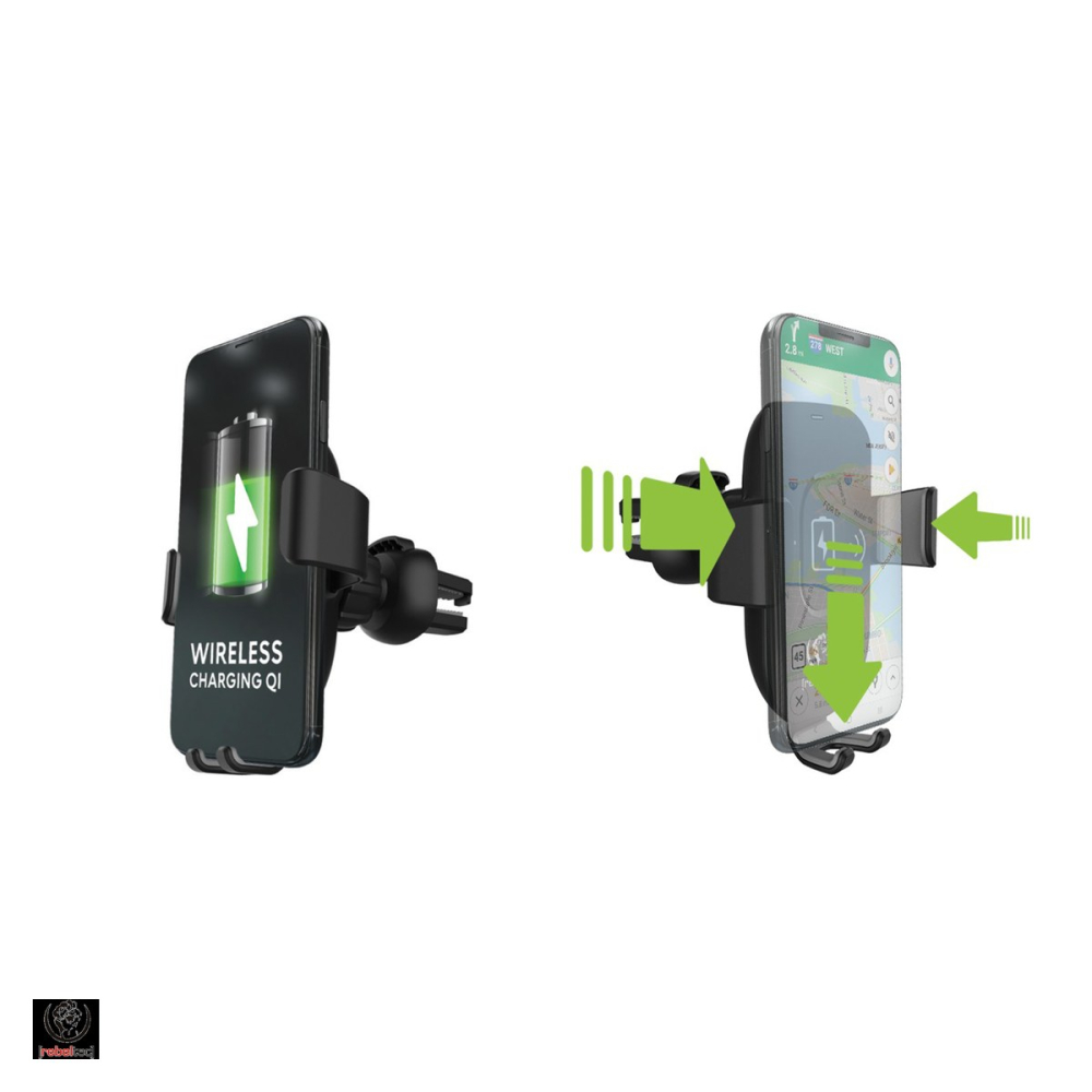 Suport auto Rebeltec C25, prindere in grila de ventilatie, incarcare wireless 15 W, negru [4]