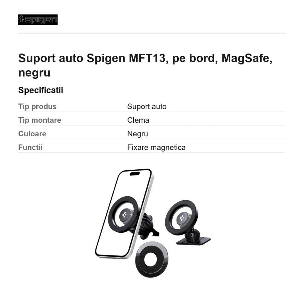 Suport auto Spigen MFT13, pe bord, MagSafe, negru [3]
