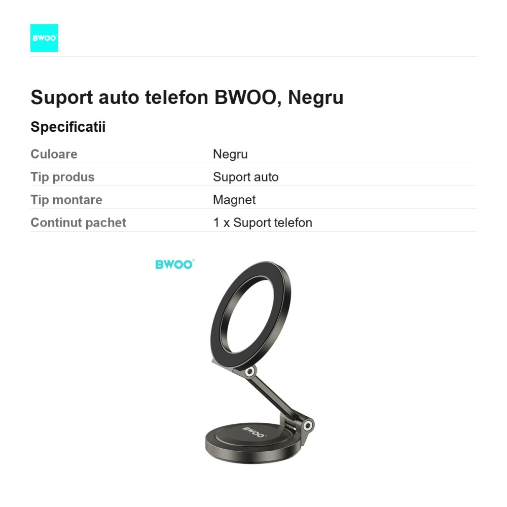 Suport auto telefon BWOO, Negru [3]
