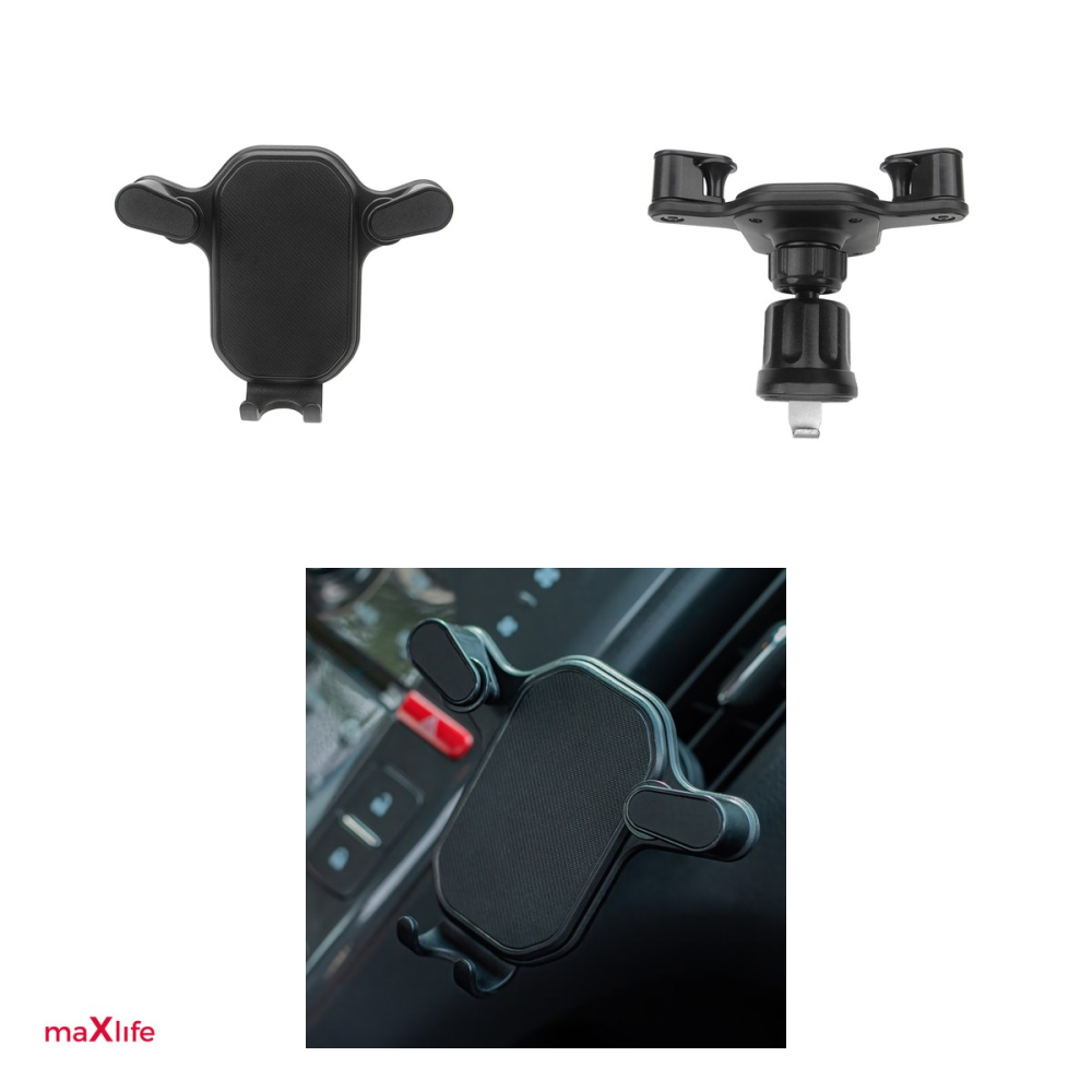 Suport auto universal pentru smartphone, Maxlife MXCH-05, pentru prindere pe grila de ventilatie a masinii, pozitie reglabila, negru [4]