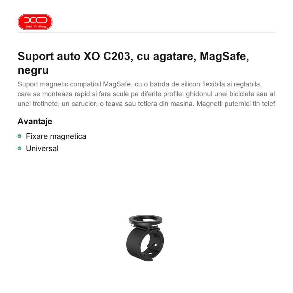 Suport auto XO C203, cu agatare, MagSafe, negru [2]