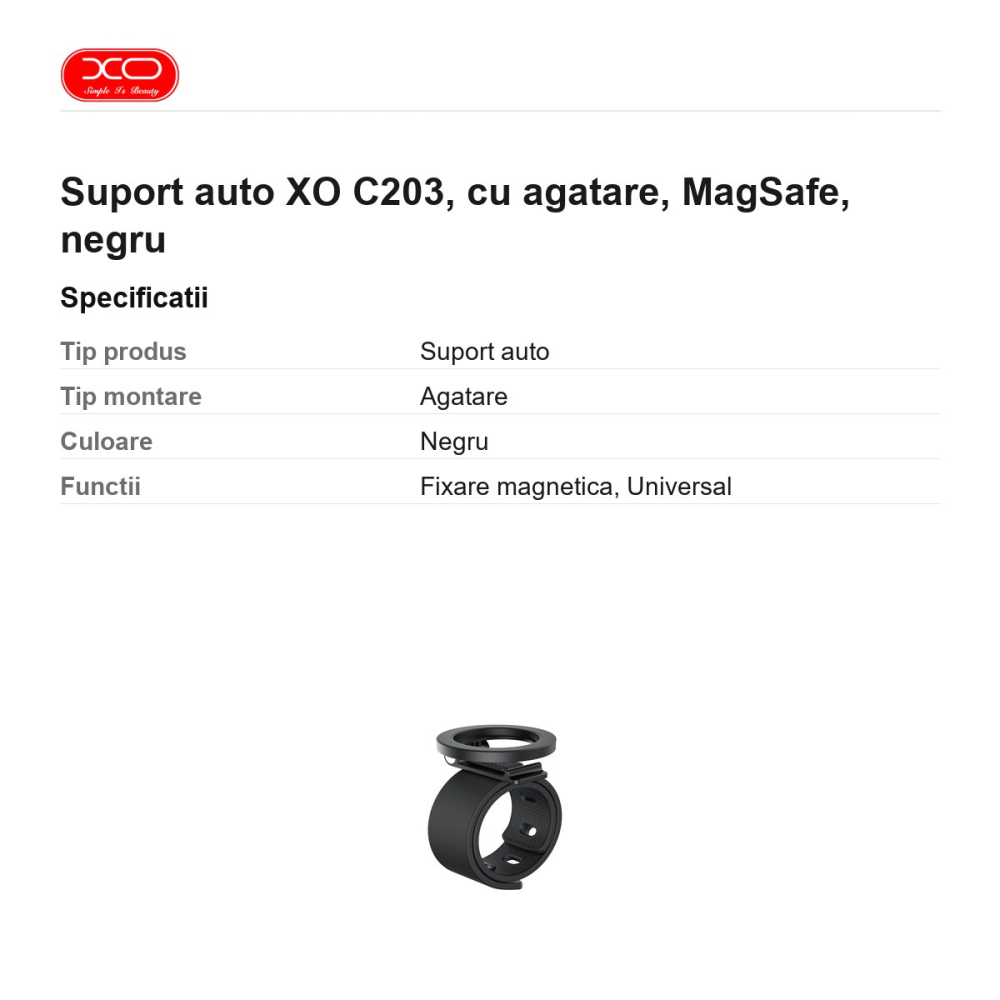 Suport auto XO C203, cu agatare, MagSafe, negru [3]