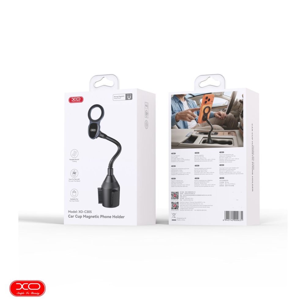 Suport auto XO C305, in suportul de pahar, MagSafe, negru [5]