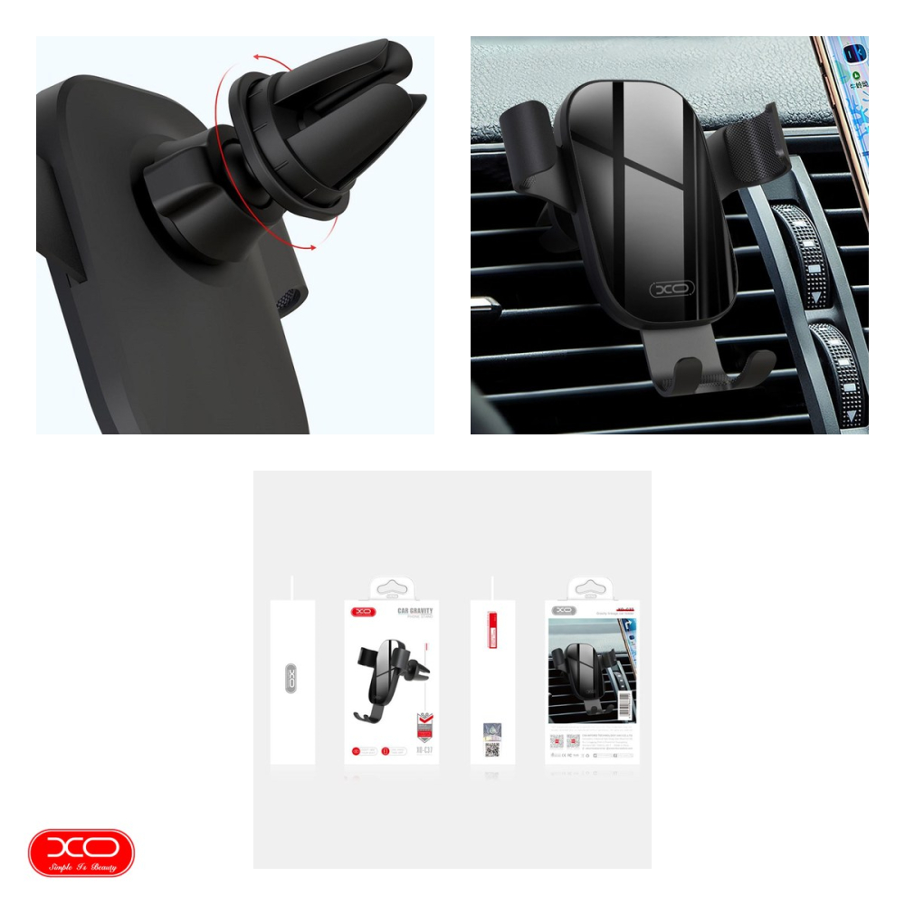 Suport auto XO C37, prindere in grila de ventilatie, gravitational, negru [4]