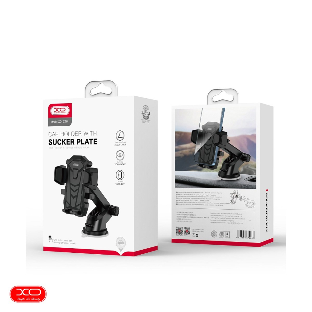 Suport auto XO C76, cu ventuza, negru [5]