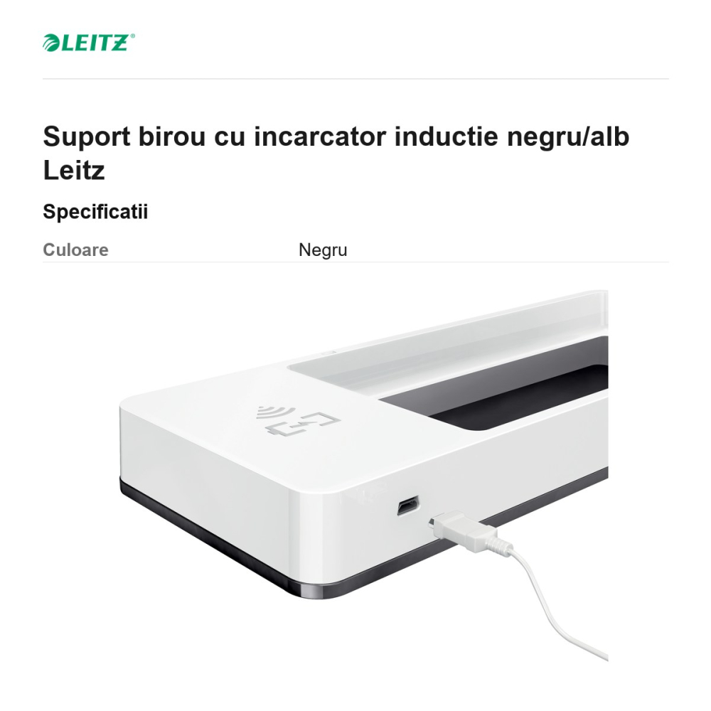 Suport birou cu incarcator inductie negru/alb Leitz [3]