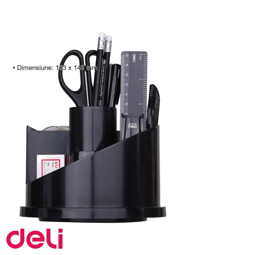 Suport birou rotativ echipat Deli, 7 compartimente cu 16 accesorii, organizator desktop complet [3]