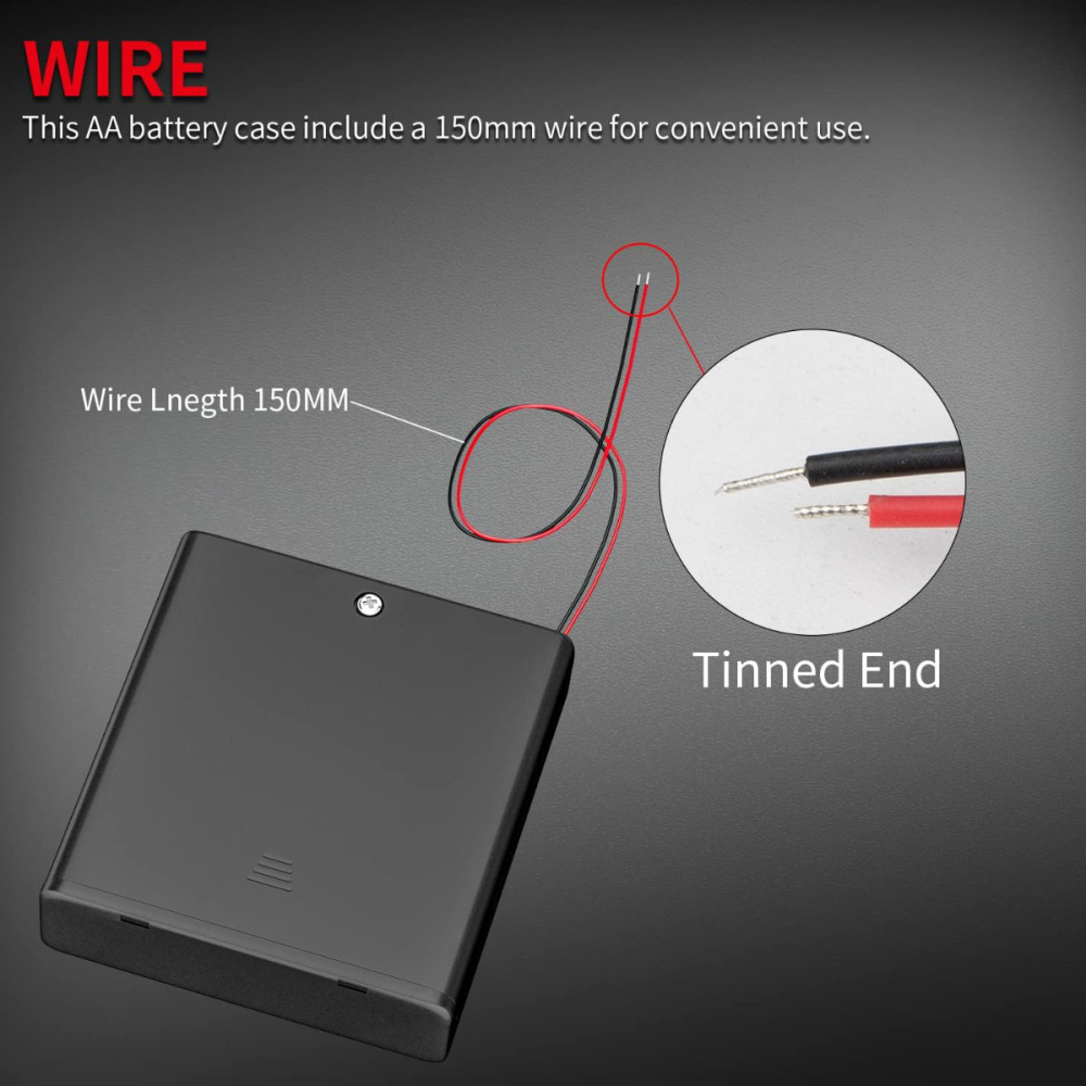 Suport Carcasa 4 x Baterii AA R6 cu Comutator si Capac cu Surub - Alimentare 6V cu Intrerupator ON/OFF pentru Proiecte DIY [7]