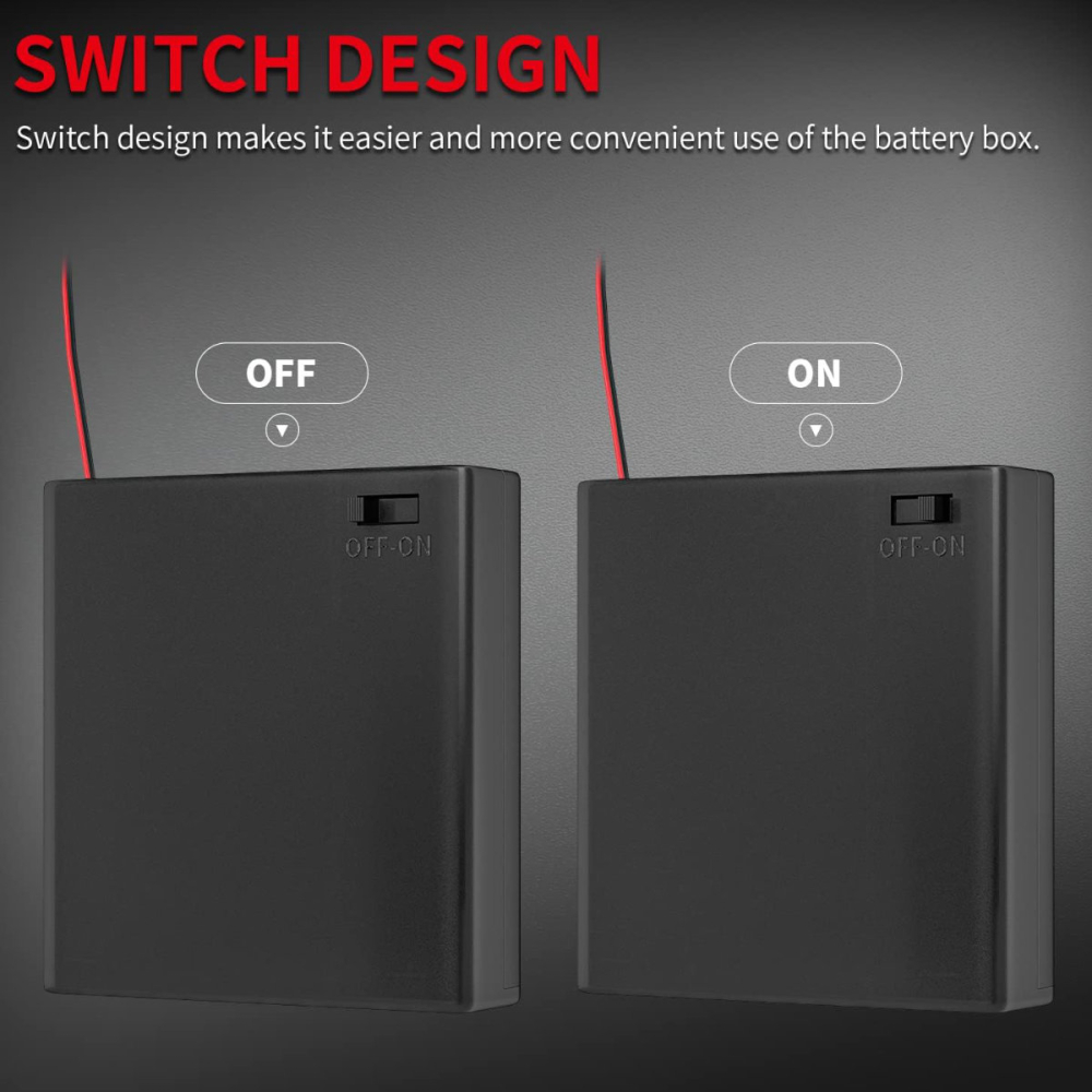 Suport Carcasa 4 x Baterii AA R6 cu Comutator si Capac cu Surub - Alimentare 6V cu Intrerupator ON/OFF pentru Proiecte DIY [5]