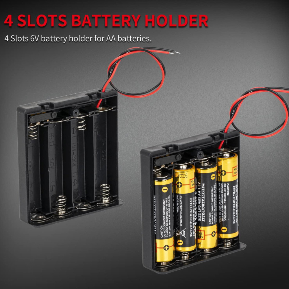 Suport Carcasa 4 x Baterii AA R6 cu Comutator si Capac cu Surub - Alimentare 6V cu Intrerupator ON/OFF pentru Proiecte DIY [6]