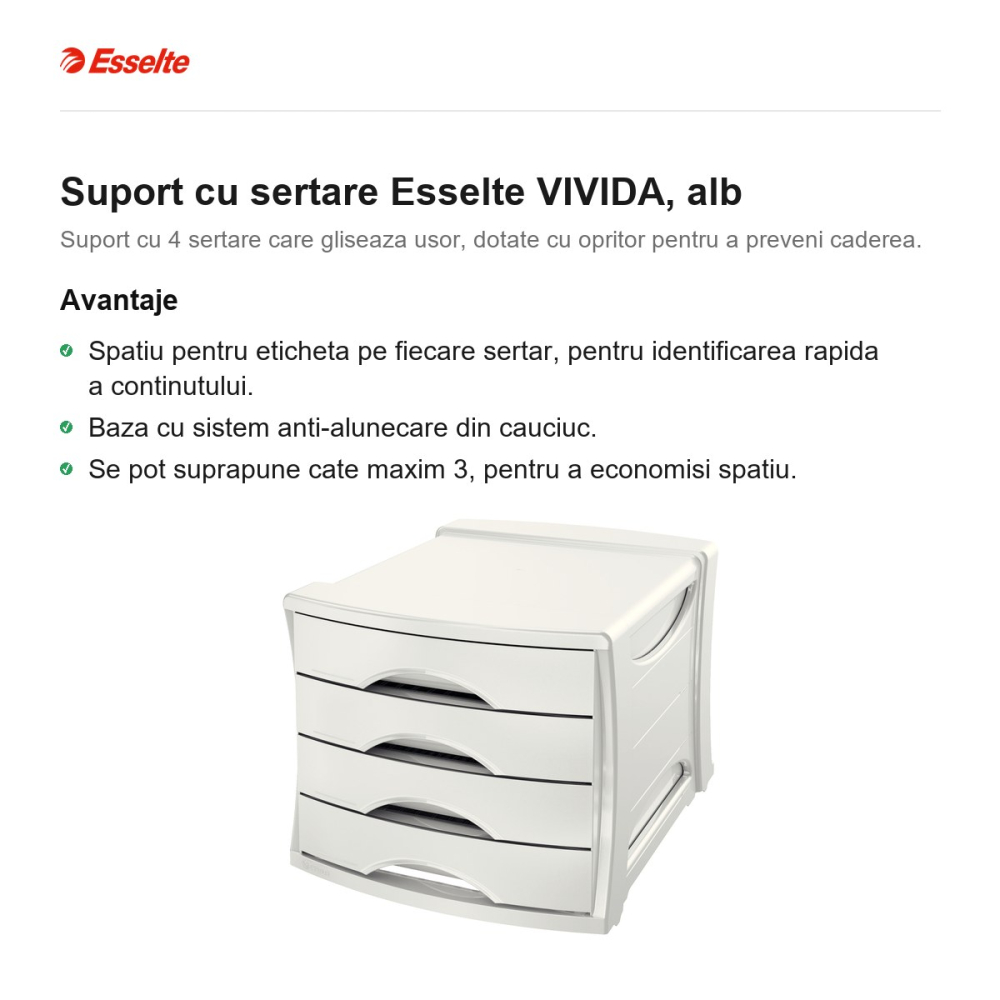 Suport cu sertare Esselte VIVIDA, alb [2]