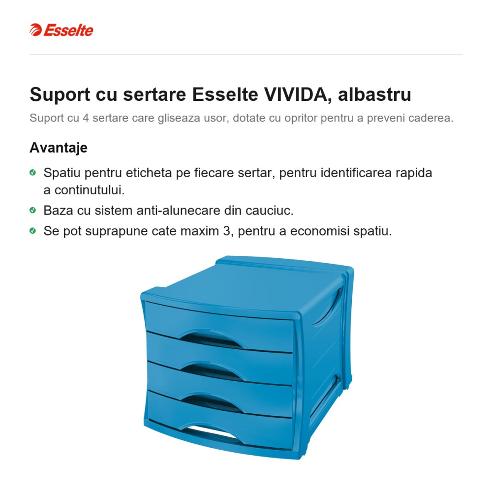 Suport cu sertare Esselte VIVIDA, albastru [2]