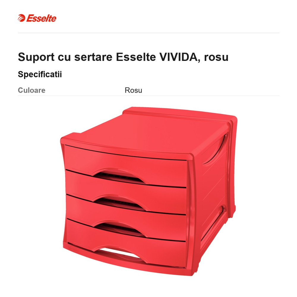 Suport cu sertare Esselte VIVIDA, rosu [3]
