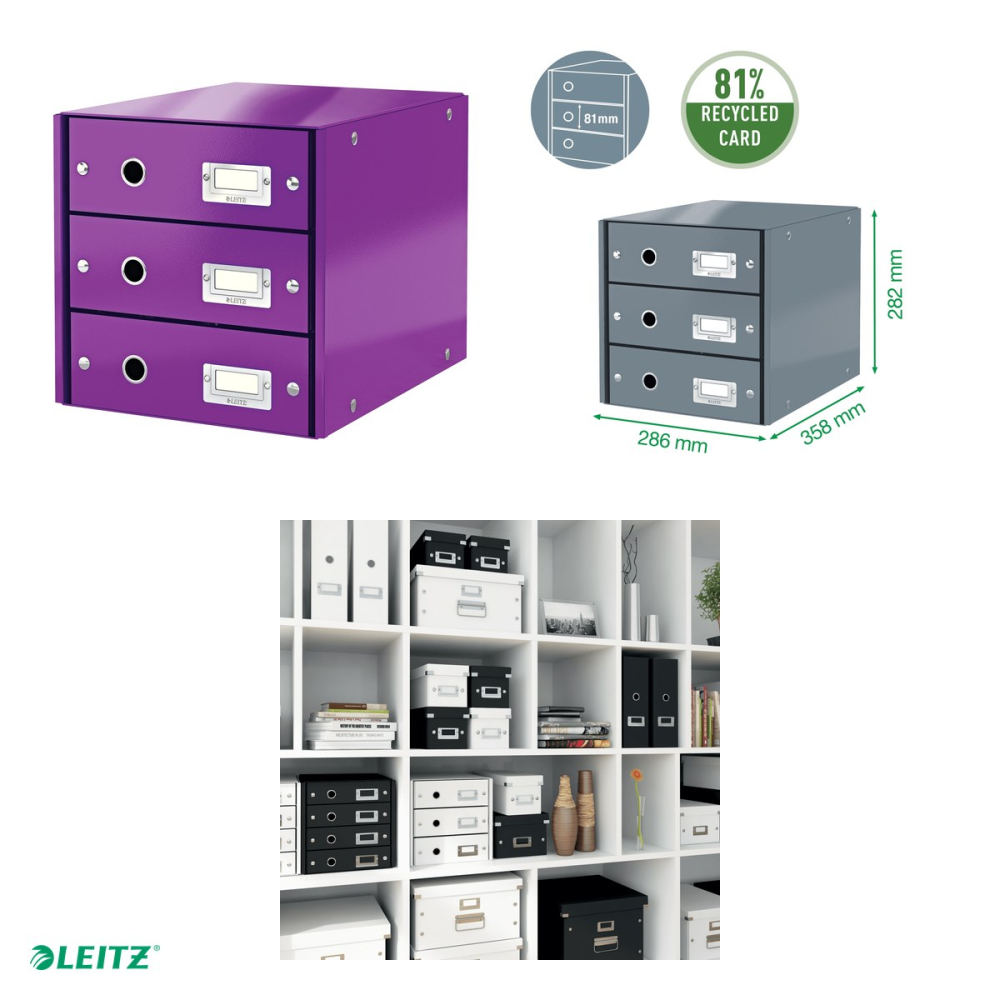 Suport cu sertare Leitz Click & Store WOW (3 sertare), mov [4]
