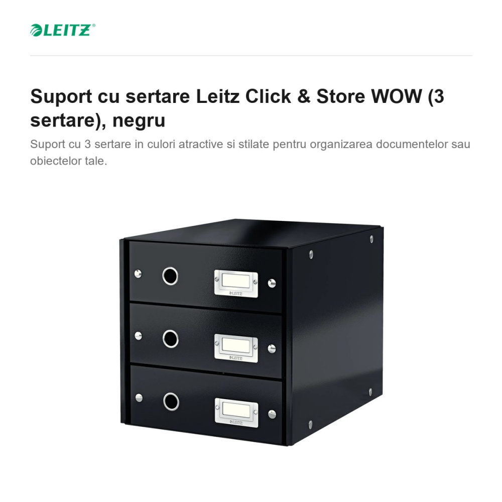 Suport cu sertare Leitz Click & Store WOW (3 sertare), negru [2]