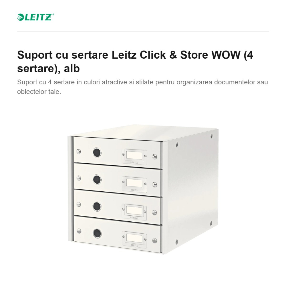 Suport cu sertare Leitz Click & Store WOW (4 sertare), alb [2]