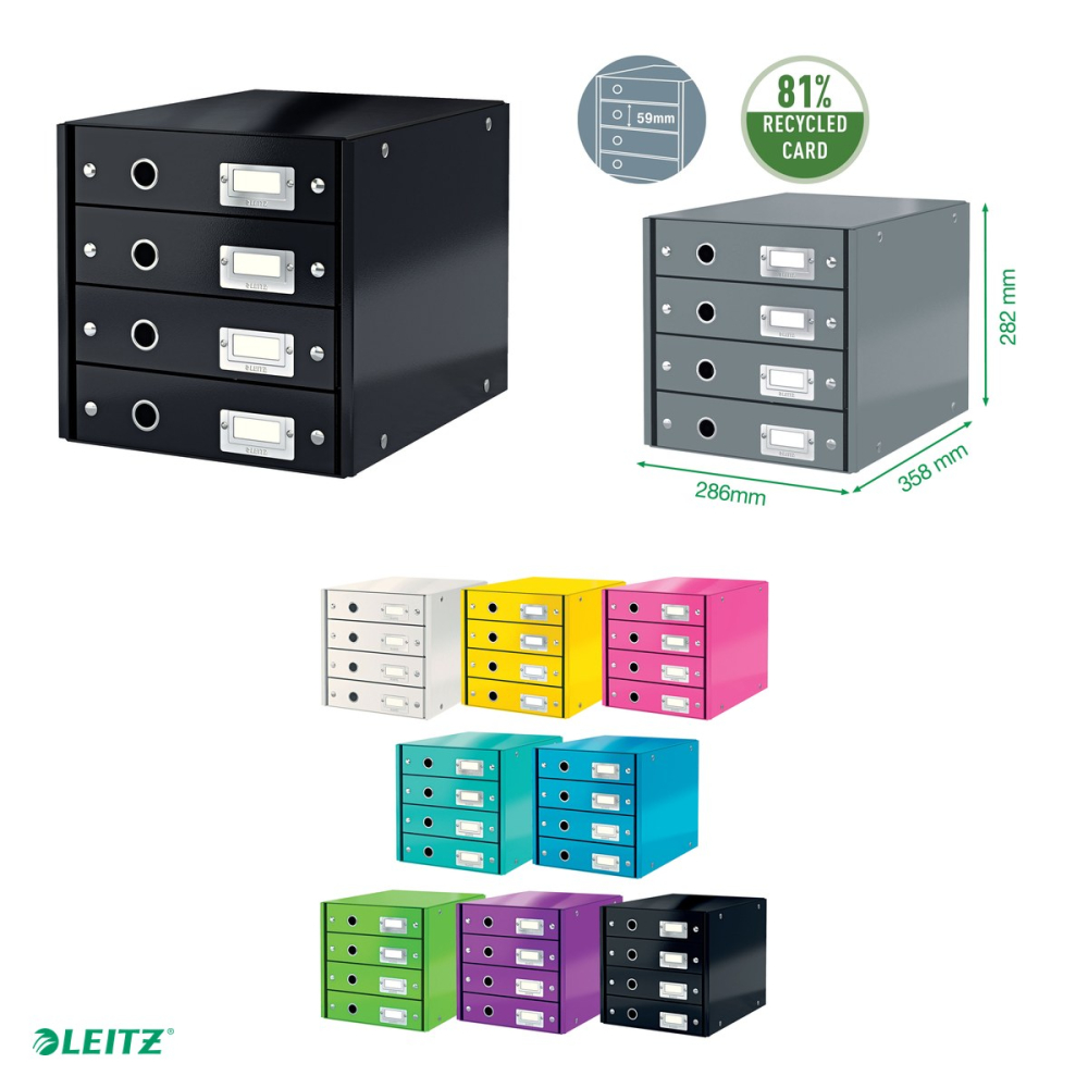 Suport cu sertare Leitz Click & Store WOW (4 sertare), negru [4]