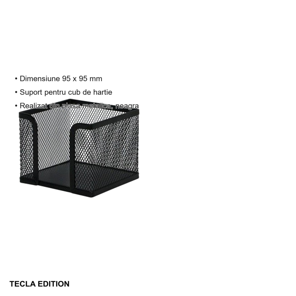 Suport cub hartie Tecla Edition, plasa metalica neagra, pentru birou, dimensiune 95 x 95 mm [3]