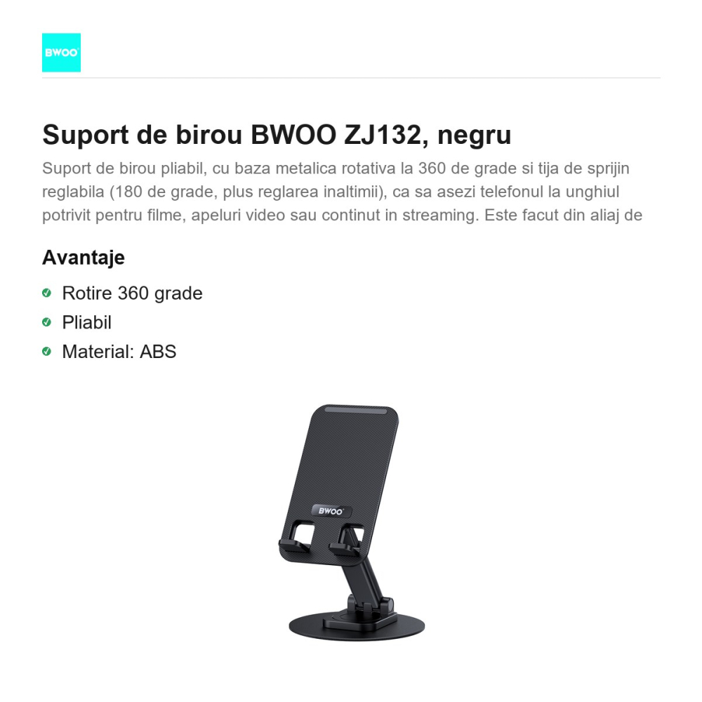 Suport de birou BWOO ZJ132, negru [2]