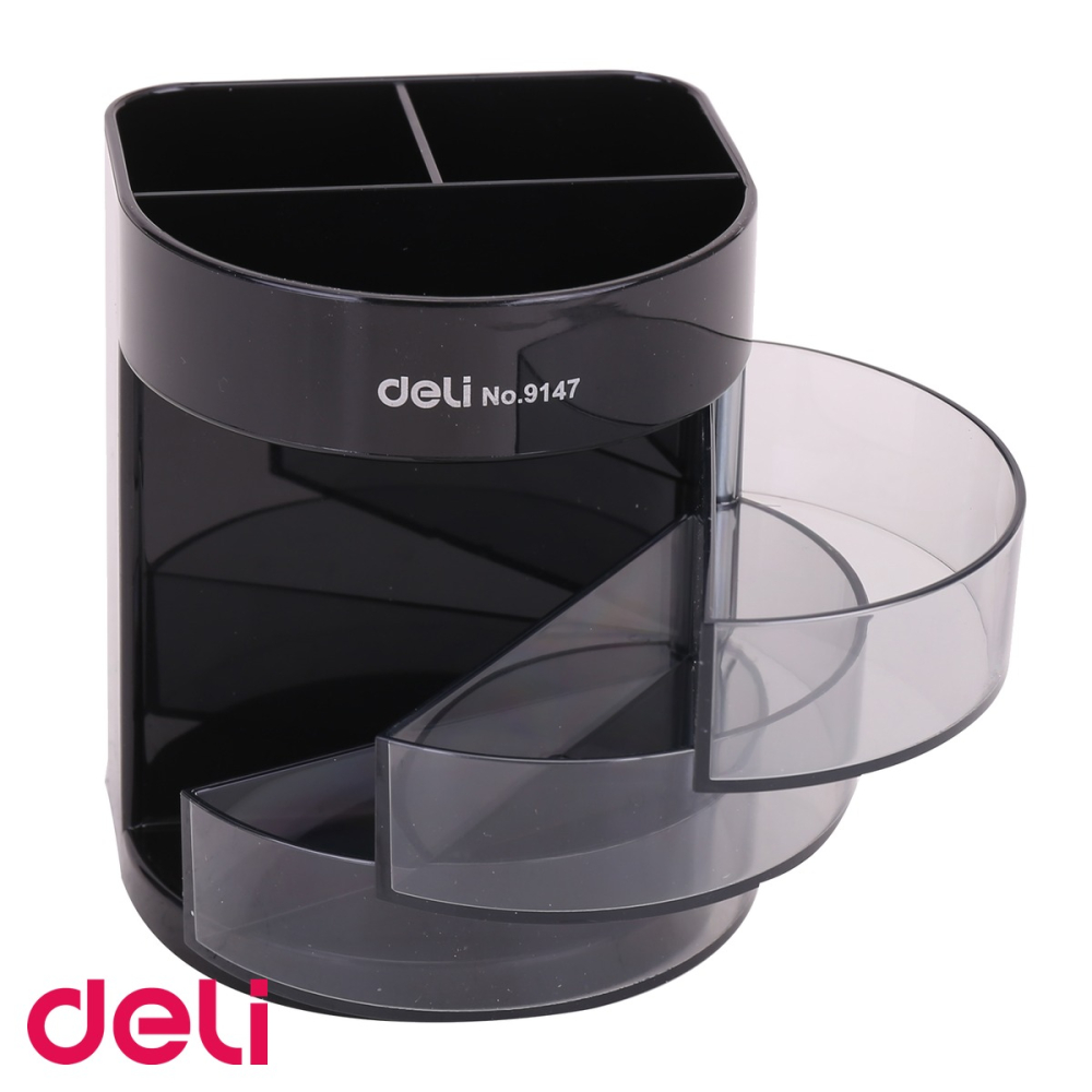 Suport de birou Deli, 6 compartimente si 3 sertare rotitoare, organizator compact pentru accesorii de birou [4]