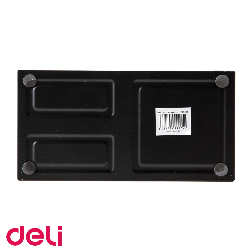 Suport de birou Deli cu 3 compartimente din plasa metalica, organizator documente si accesorii pentru birou [4]