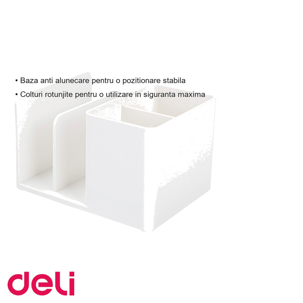 Suport de birou Deli Nusign, 2 compartimente si 2 separatoare, ABS alb, organizare instrumente de scris [3]