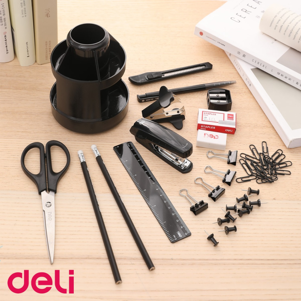 Suport de birou echipat Deli, 5 compartimente cu 14 accesorii incluse, organizare completa a biroului [4]