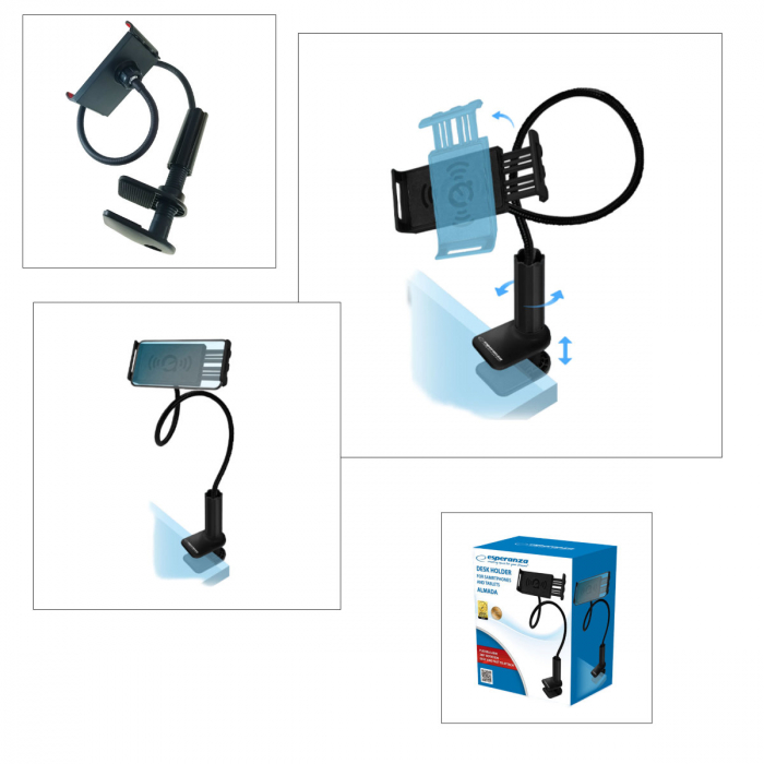 Suport de birou Esperanza Almada pentru smartphone si tableta, lungime brat mobil 70 cm [3]