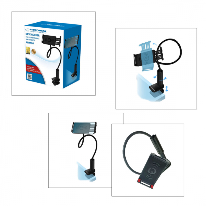 Suport de birou Esperanza Almada pentru smartphone si tableta, lungime brat mobil 70 cm [4]