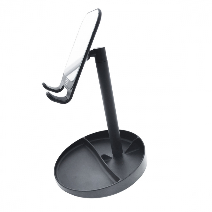 Suport de birou universal, XO-C42 86730 Desktop Holder, din metal, cu oglinda, negru [3]