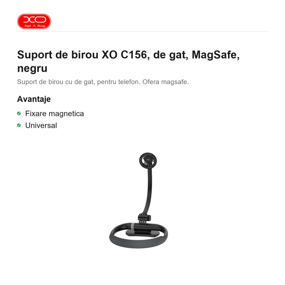 Suport de birou XO C156, de gat, MagSafe, negru [2]