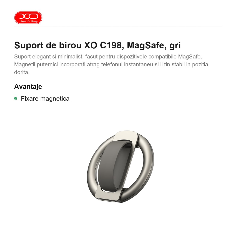 Suport de birou XO C198, MagSafe, gri [2]
