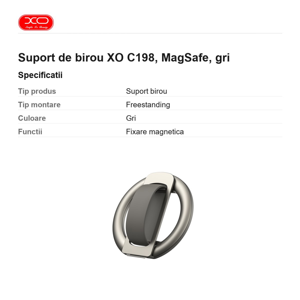 Suport de birou XO C198, MagSafe, gri [3]