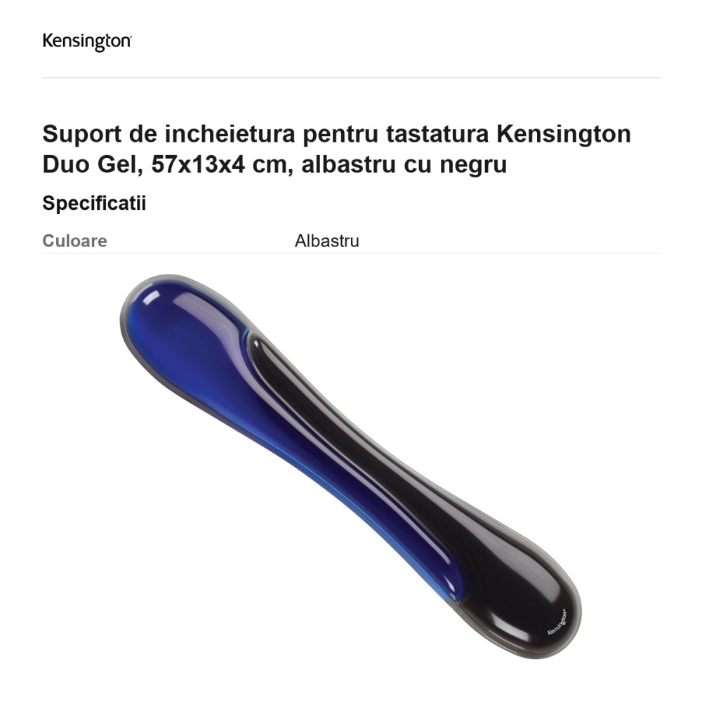 Suport de incheietura pentru tastatura Kensington Duo Gel, 57x13x4 cm, albastru cu negru [3]