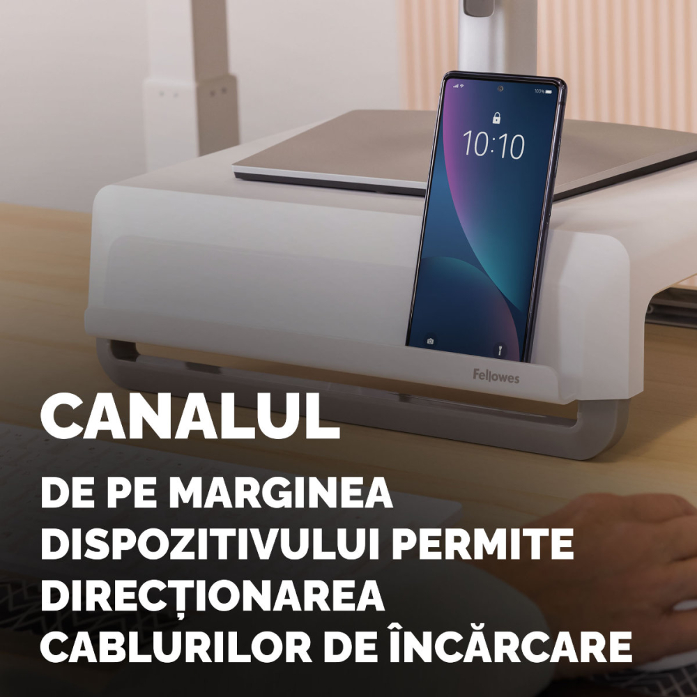 Suport de monitor ergonomic, Fellowes Breyta, 3 inaltimi reglabile, portabil, pentru monitoare pana la 15 kg, alb [5]