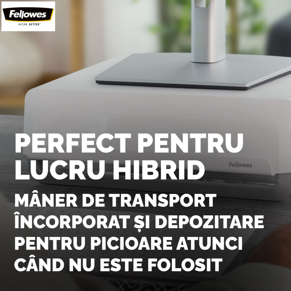 Suport de monitor ergonomic, Fellowes Breyta, 3 inaltimi reglabile, portabil, pentru monitoare pana la 15 kg, alb [6]