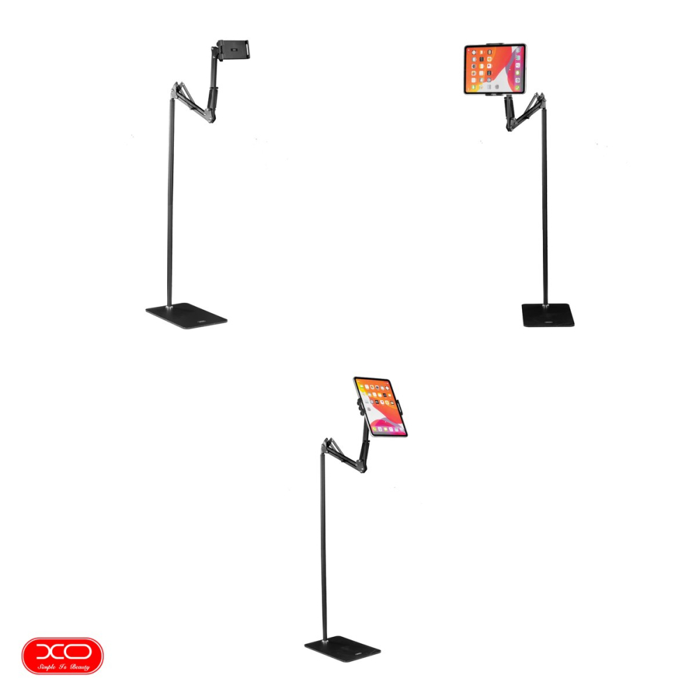 Suport de podea pentru smartphone si tableta, XO holder stand C137, unghi reglabil 360°, inaltime pana la 175cm, Negru [4]