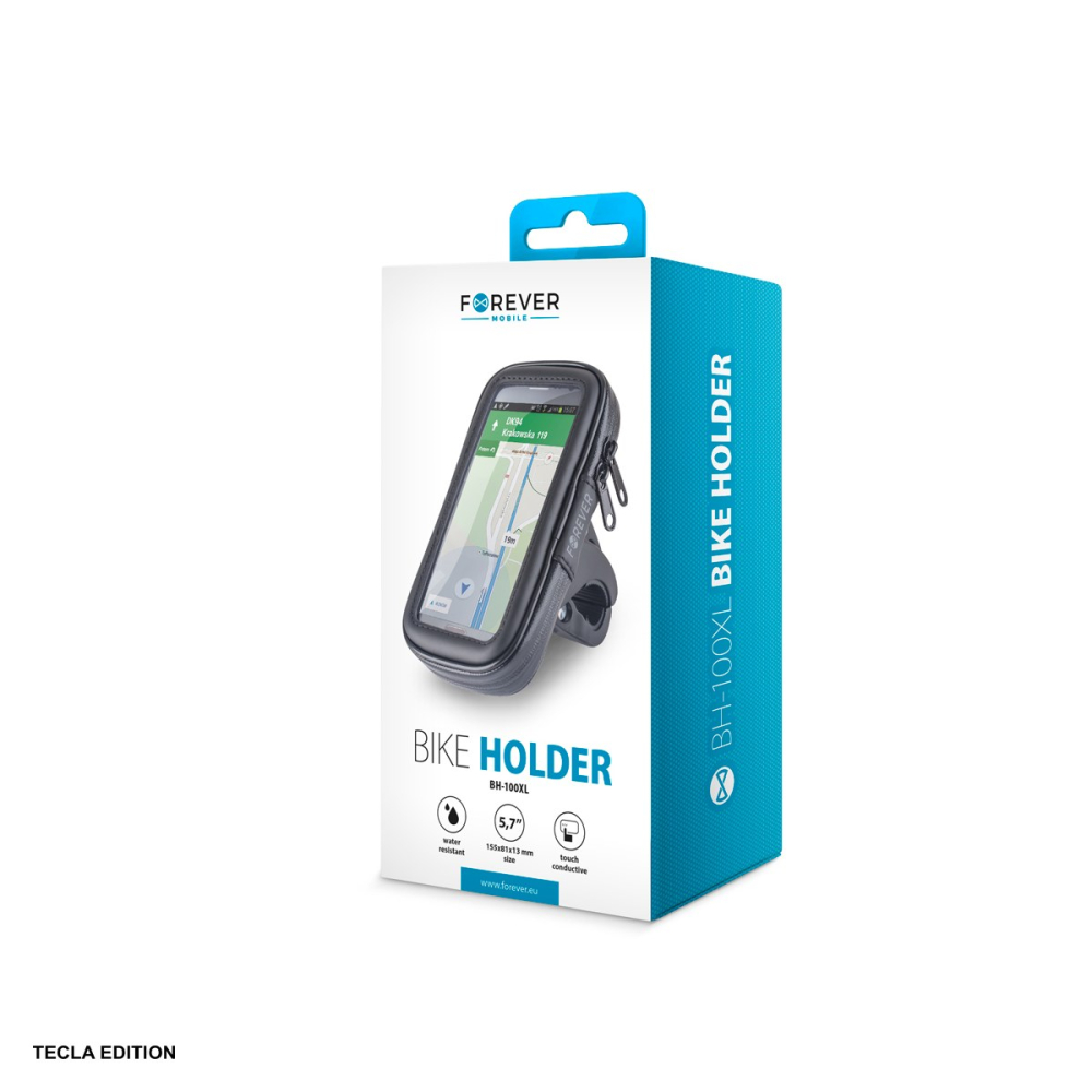Suport de telefon impermeabil pentru bicicleta XL, montaj pe ghidon, Forever BH-100, negru [4]