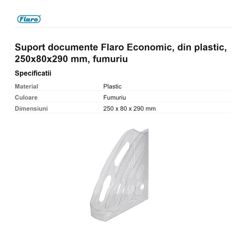 Suport documente Flaro Economic, din plastic, 250x80x290 mm, fumuriu [3]