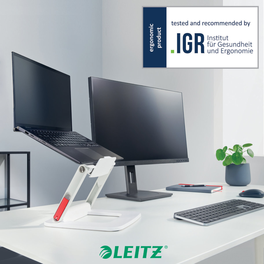 Suport ergonomic pentru laptop ajustabil, Leitz Ergo, alb, reglabil pe inaltime cu 2 parghii, pentru laptop 13-15 inch [7]